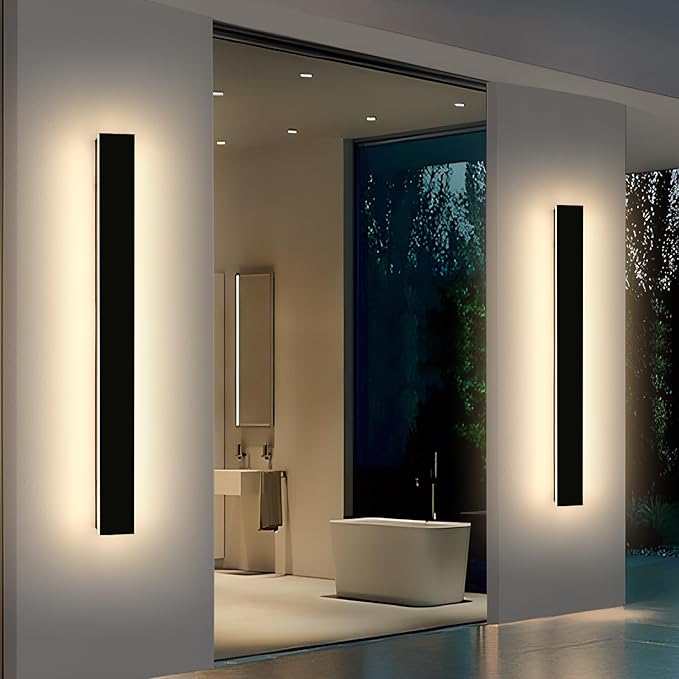 Mikeru 47.2inch Long LED Wall Light, 3000k/4500k/6000k Three Colors Switchable Modern Exterior Wall Sconces Acrylic | Lumora