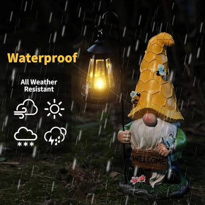 Large Gnomes Outdoor Statue with Solar Lights, Solar Garden Gnome Decorations for Yard Patio Outside, Valentine's Day Gnome Gifts for Women Mom