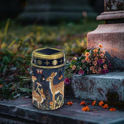 Deer Forest Cemetery Solar Lights, Solar Powered Garden Stake Lights, Deer Forest Decorative Lights for Cemetery Grave Yard Patio Outdoor Decoration Memorial