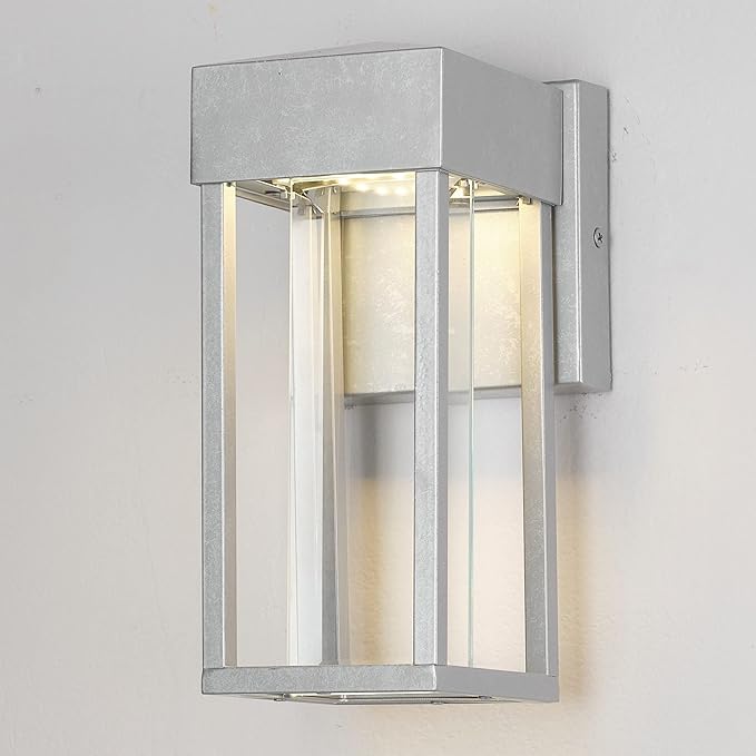 GLOBE Electric 44880 Bowie 1-Light LED Integrated Outdoor Wall Sconce, Galvanized Steel, Bulb Not Included | Lumora