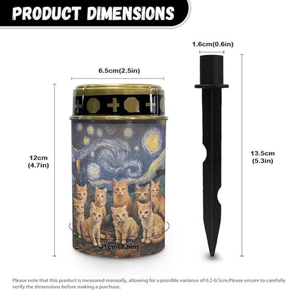 Starry Night Cats Solar Garden Stake Light, Cemetery Decorations for Grave Outdoor Lights,Sympathy Memorial Gifts for Mother, for Christmas Garden Lawn Yard Patio Decor