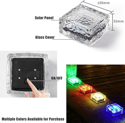 keeda Solar Brick Lights Waterproof Solar Path Ice Cube Lights Outdoor LED Decorative Ice Block Floor Tile Lights for Garden, Pathway, Patio, Walkway (Red, Pack of 4)
