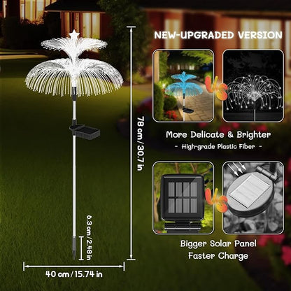 Decorman Solar Garden Lights 3 Pack Waterproof Solar Outdoor Lights 7 Color Changing Double-Layer Jellyfish and Star Solar Flower Lights for Garden Yard Patio Lawn Christmas Decor (Star, 3)