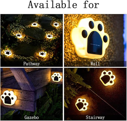 Solar Outdoor Lights, 4 Packs Warm Light Solar Paw Print Lights Outdoor Garden Decor, Beautiful Paw Print Solar Garden Lights Automatic Solar Powered Led Lights Outdoor Solar Decorations For Home Yard