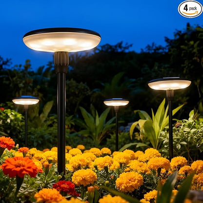 LETMY Solar Lights Outdoor, 4 Pack Upgraded Solar Lights Outdoor Waterproof, Solar Pathway Lights, Auto On/Off Solar Garden Lights for Yard Patio Lawn Path