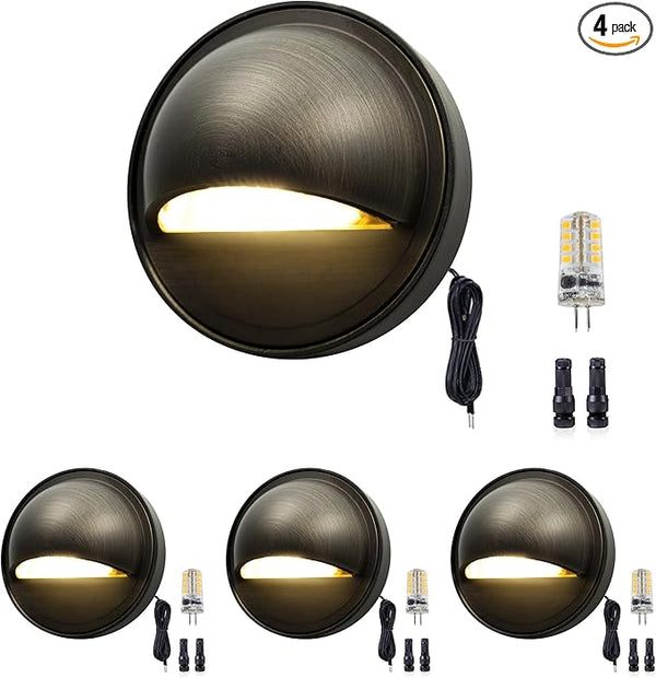 Gardenreet Low Voltage Deck Lights - Solid Brass Landscape Step Lights LED, 12V Hardwired IP65 Waterproof, Bronze | Lumora