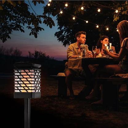 SUPVOX Vintage Outdoor Yard Wall Hanging Path Lamp with Faceted Shade, Black Warm Glow Solar Garden Decorative Courtyard Lighting