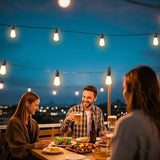 100FT Solar String Lights for Outside with 32 Shatterproof, Outdoor Light with Remote ST38 Vintage Edison Bulbs | Lumora
