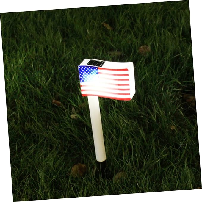 2pcs Solar LED American Flag Garden Lawn Path Lights Outdoor Solar Ground Plug Lamps for July 4th Independence Day | Lumora