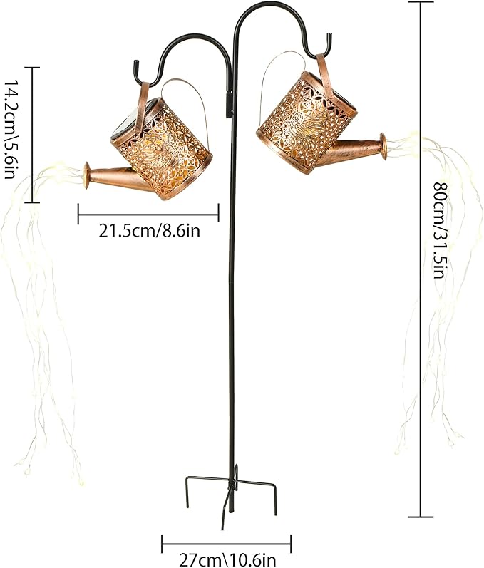 Solar Watering Can Lights Outdoor Garden Decor, Waterproof Landscape Light One Pole Two Lights Outside Decorations for Lawn Backyard Patio Chrismas Gardening Gifts
