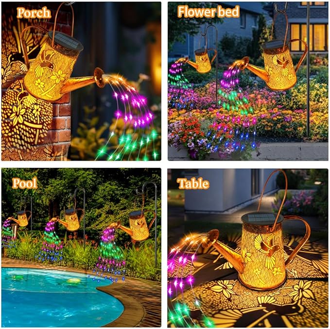 Solar Watering Can Lights, Hummingbird Gifts for Women Mom Grandma Birthday, Waterproof Outdoor Multicolor Garden | Lumora