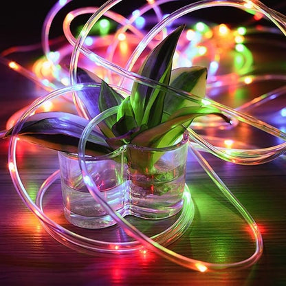 Solar Rope Lights, 23ft 50LED Waterproof Copper Tube Wire String Lights for Garden,Yard, Path, Fence, Stairs, Backyard, Patio Decorative (Multicolor)