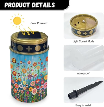 Generic Floral Solar Light Outdoor Solar Garden Lights Bright Solar Path Lights Outdoor Cemetery Solar Light for Grave Memorial Outdoor Garden Lights Gift