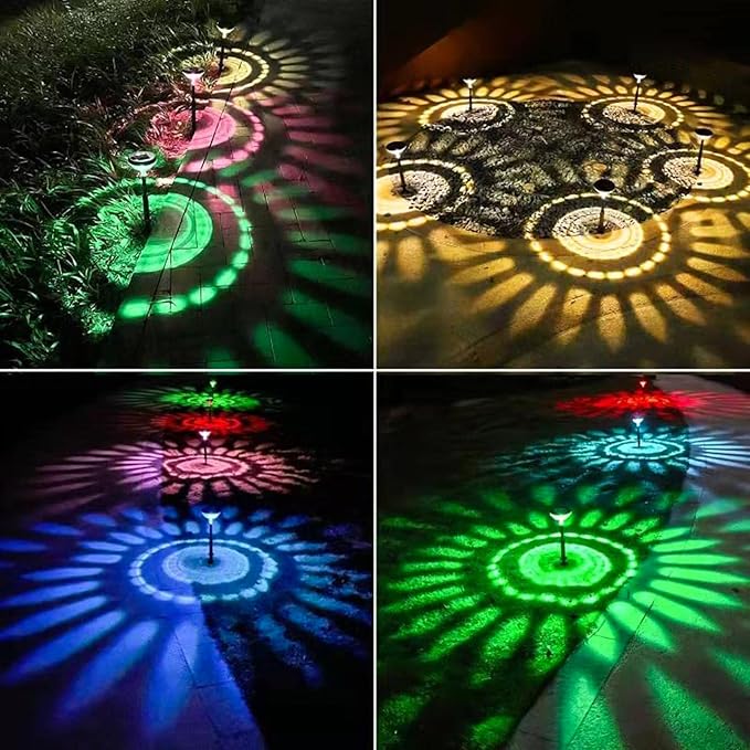 Solar Pathway Lights 6 Pack, Garden Landscape Lights with Colorful & Warm White Light - Automatic Solar Charging, IP65, Ideal Yard Decorations Backyard De