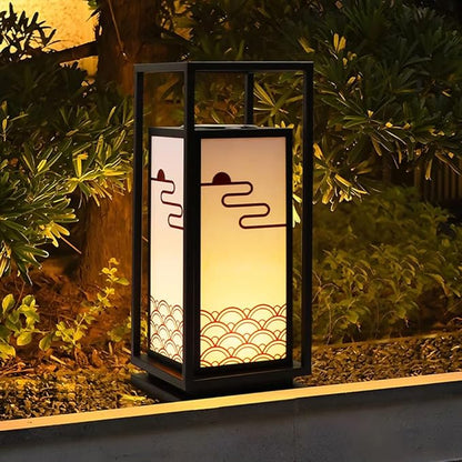 Solar Lawn Pathway Lights Square Solar Led Bollard Lighting Iron Housing Landscape Lights Outdoor IP65 Waterproof Garden Lights for Walkway Yard Lawn Front/Back Door
