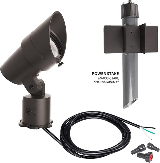 WAC Landscape Lighting, LED 120V Line Voltage Medium Size Accent Light with Adjustable Beam Angle and Integral Brightness Control 3000K Warm White Built-in LED in Bronze