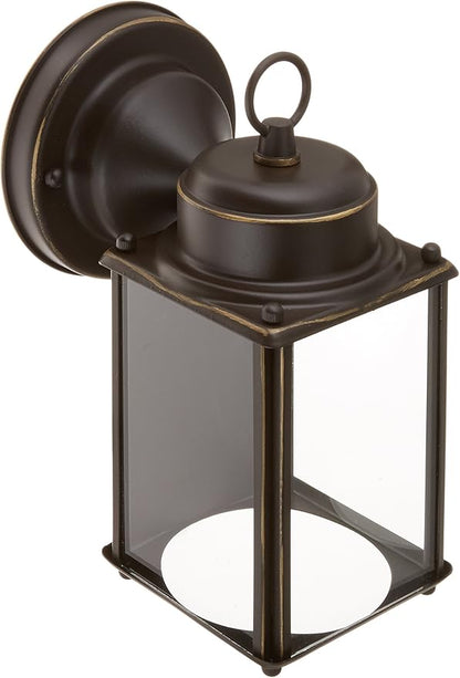 Progress Lighting 1-Light Clear Flat Glass Traditional Outdoor Wall Lantern Light Antique Bronze