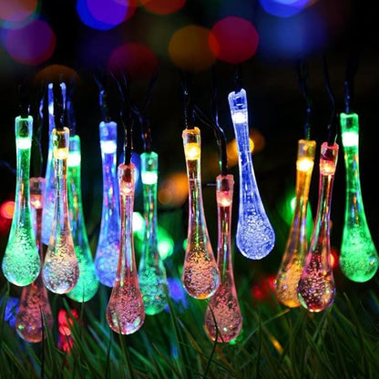Solar String Lights 20ft 30 LED Water Drop Solar String Fairy Waterproof Lights for Halloween, Christmas, New Year, Valentine, Patio, Party, Wedding Decorations(Multicolor)