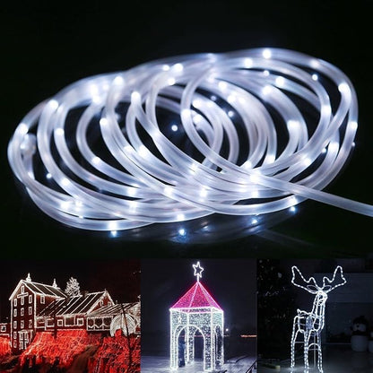 Solar Rope Lights, 23ft 50LED Waterproof Copper Tube Wire String Lights for Garden,Yard, Path, Fence, Stairs, Backyard, Patio Decorative (Cold White)