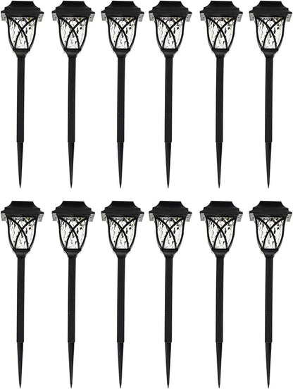 Crosslight Solar Powered Pathway Lights (12 Pack) - Collin Outdoor LED Lights, Waterproof for Garden, Yard, Patio, Lawn, Walkway - Decorative Ground Stake Lighting | White