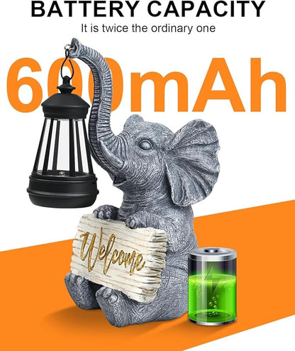 Outdoor Elephant Statues Solar Garden Decor Lights - Elephant Decoration for Garden, Balcony, Patio, Yard, Lawn - Housewarming, Fathers Day, Unique Birthday Gifts for Women Mom Grandma(Gold)