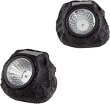 Pure Garden LED Solar Rock Lights, Brown, Set of 4 - Outdoor Path Light | Lumora