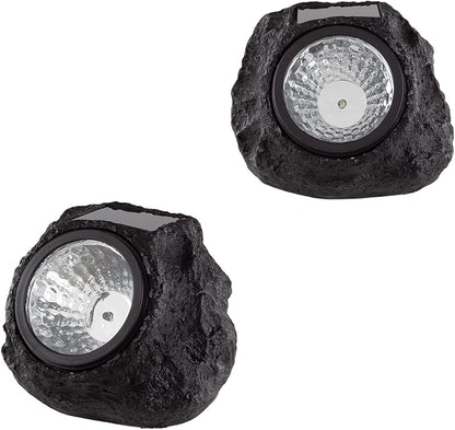 Pure Garden LED Solar Rock Lights, Brown, Set of 4