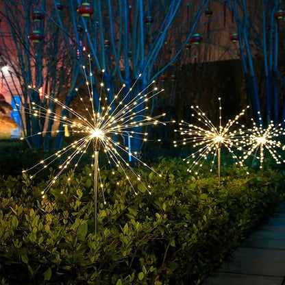 Warm White Solar Lights for Garden Decoration 150 LED Fairy Lights Starburst Outdoor Firework Decorative Lamp Pathway Lighting Waterproof Colored 4 Pack