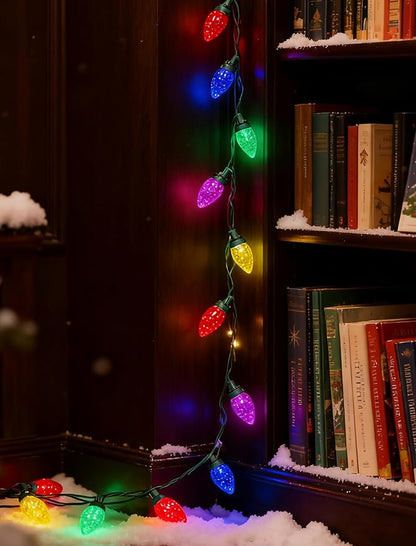 26Ft LED Valentine's Day String Lights Outdoor, C7 Vintage Christmas Lights with 52 Multicolor Strawberry Bulbs, Plug in Fairy Lights for Indoor Patio Porch Garden Party Wedding Roofline House Decor