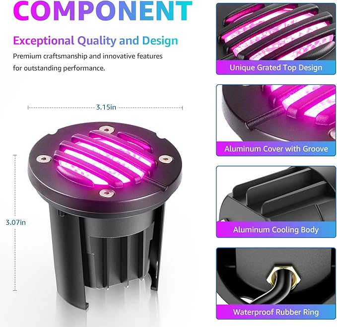 SUNVIE RGBW Well Lights Landscape LED In Ground Color Changing Low Voltage Well Lights 12-24V Waterproof Outdoor | Lumora