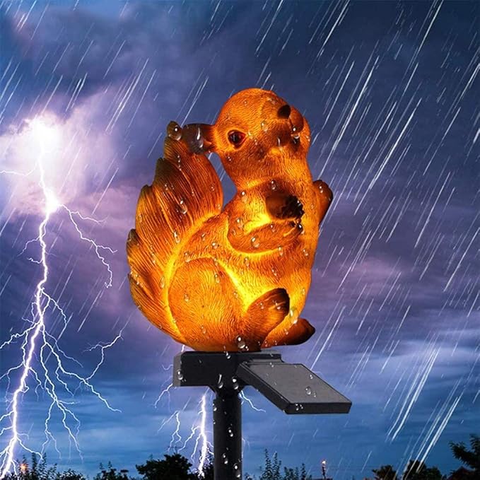 Ulalaza Outdoor Solar Lights Squirrel Shape Solar Powered LED Lamp Waterproof Garden Lights Stake Lights for Walkway