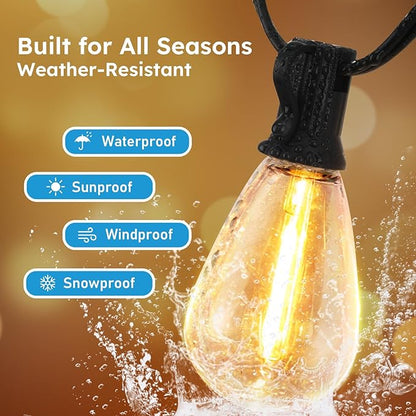 S11 LED Outdoor String Lights 200FT, Shatterproof & Waterproof Patio Lights with 62 Plastic Bulbs for Porch, Deck, Garden, Backyard, Balcony, 2700K Dimmable