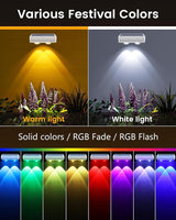 Solar Fence Lights Outdoor Waterproof, 80 Lumens Solar Lights for Fence with Warm White & RGB 8 Colors,Outdoor | Lumora