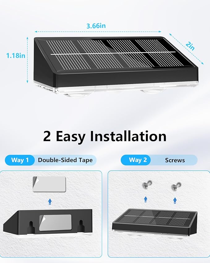 VOLISUN Solar Fence Lights Outdoor, 8 Pack Fence Lights Solar Powered with Warm White LED Spot Lens, IP65 | Lumora