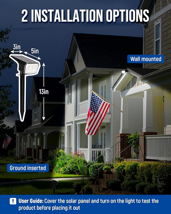 Solar Spot Lights Outdoor Waterproof 6 Pack IP65, 63 LED 3 Lighting Modes Spotlights for Yard Garden House Garage | Lumora