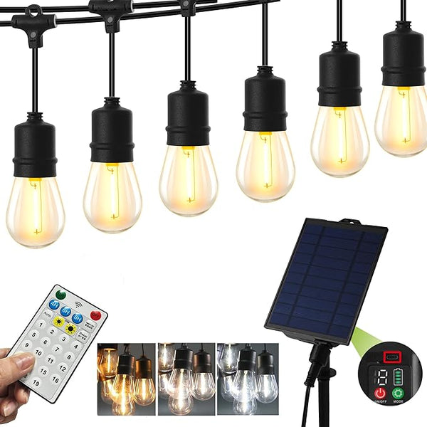 PMS Solar Outdoor String Lights, Color Changing Warm White to Cool White with Remote, Shatterproof LED Bulbs for | Lumora