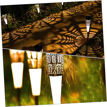 DOITOOL 6pcs Solar Garden Stake Lights, Outdoor Warm Colorful LED Pathway Lamps with Hollow Cone Design, Solar-Powered Yard and Lawn Decorative Ground Lighting for Patio and Garden Use