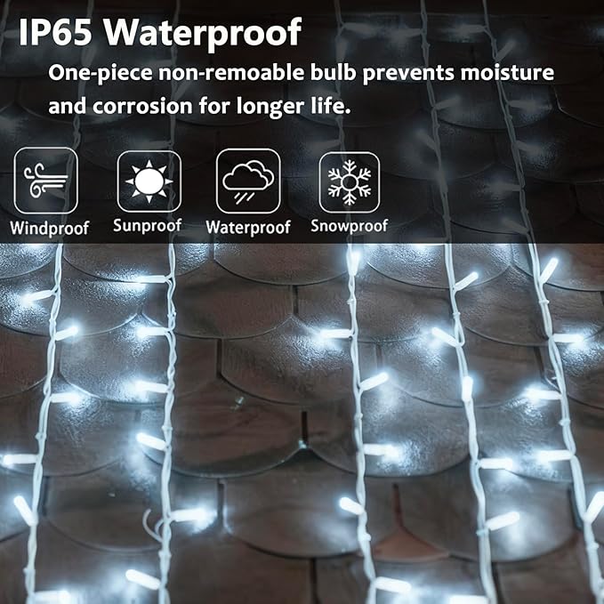 50 Counts Cool White LED Christmas Lights, 25ft Commercial Grade Outdoor String Lights - Waterproof UL Certified | Lumora