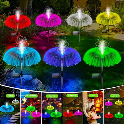 4-Pack Solar Pathway Lights Outdoor Garden Jellyfish Decor Lawn Lights Solar Power Waterproof Yard Walkway Patio Decor Flowers Lamp