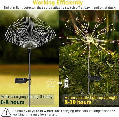 Redefun Solar Fireworks Lights for Outside 2 Pack 120 LEDs Solar Garden Decor, 8 Modes Tall Sparkler Light Outdoor Waterproof Starlit Starburst Lights for Yard Flower Bed Lawn Pathway Decorations