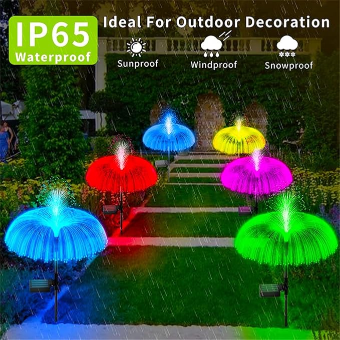 4-Pack Solar Pathway Lights Outdoor Garden Jellyfish Decor Lawn Lights Solar Power Waterproof Yard Walkway Patio Decor Flowers Lamp