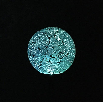 Solar Blue Mosaic Glass Ball Light (Ocean Blue Color), Garden Decor Stake Multi-Color Color Change Yard LED Lamp Light