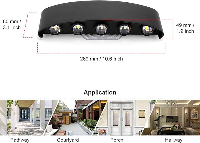 Kawell 10W Waterproof Modern Wall Sconces LED Wall Light Up Down Aluminum Wall Lamp LED Indoor Outdoor for Bedroom | Lumora