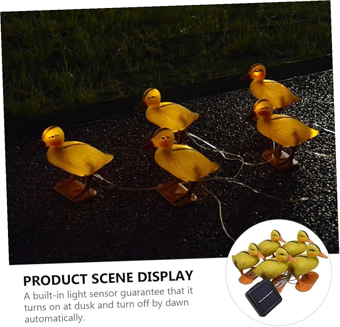 minkissy Solar Lawn Lamp Set 5 Yellow Duck LED Lights, Solar Pathway Garden Lights for Outdoor Patio Yard, Waterproof Solar-Powered Decorative Lawn Lighting