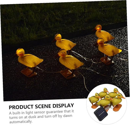 minkissy Solar Lawn Lamp Set 5 Yellow Duck LED Lights, Solar Pathway Garden Lights for Outdoor Patio Yard, Waterproof Solar-Powered Decorative Lawn Lighting