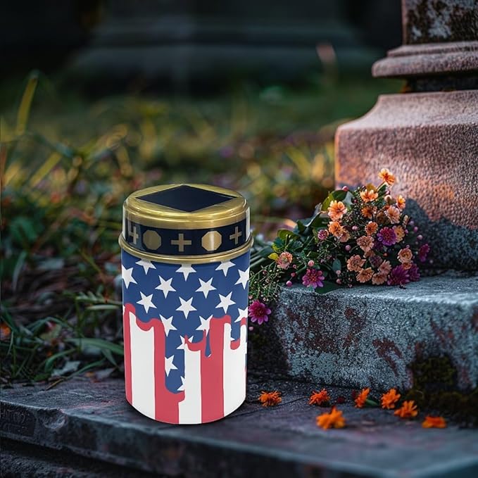 Solar Garden Stake Lights Decorations American Flag Waterproof Solar Lights for Outside