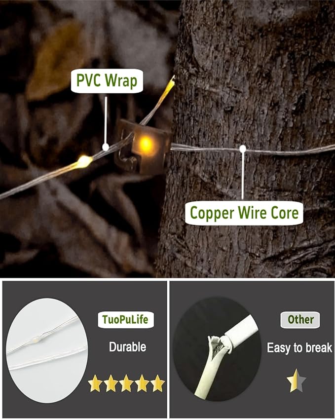 Solar Camping String Lights, 39.4 FT Fairy String Light, 4 in 1 Portable Waterproof Camp Lamp with 8 Lighting | Lumora