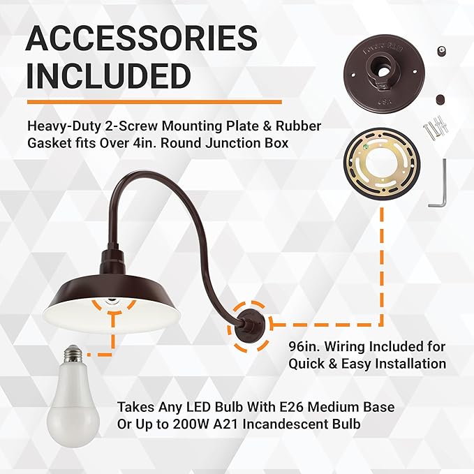 14in. Architectural Bronze Outdoor Gooseneck Barn Light Fixture With 24in. Long Extension Arm - Wall Sconce | Lumora