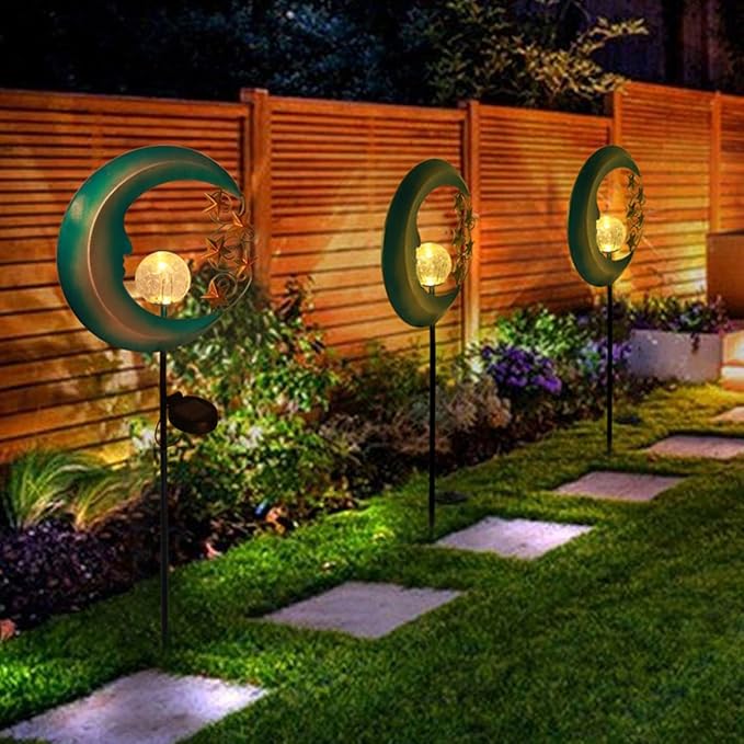 Lurrose LED Crescent Shape Path Light Waterproof Outdoor Courtyard Lawn Lamp Decorative Garden LED Stake for Patio and Walkway