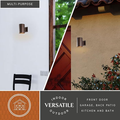 VAXCEL Chiasso Modern Outdoor Porch Light, 5" W x 7.25" H Bronze Cylinder Wall Sconce, Waterproof Dark Sky Wall Light for Porch, Patio, Deck, or Front Door
